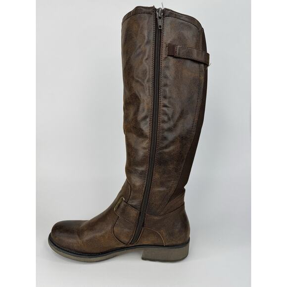 Baretraps Sophy Brown Riding Boots Women’s 7.5M Faux Leather Tall Zip Equestrian - Picture 4 of 9
